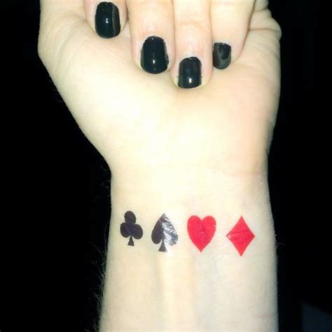 Playing Card Tattoo Poker Queen Of Hearts Club Diamond Spade