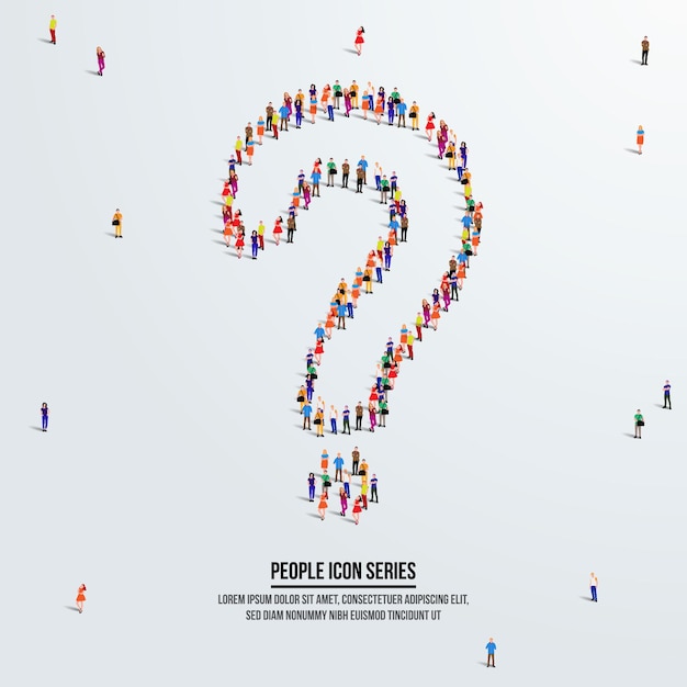 Premium Vector Question Mark Icon Or Concept Large Group Of People Form To Create Shape