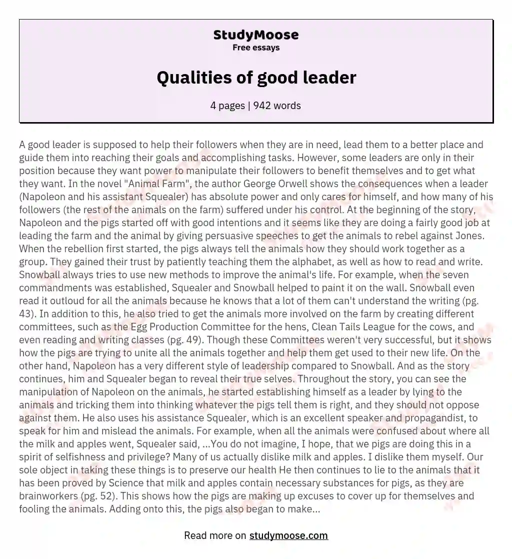 Qualities Of Good Army Leader Essay Example Graduateway