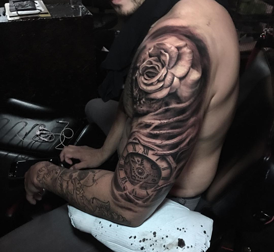 Rose and Clock Tattoo Meaning and Design Inspiration