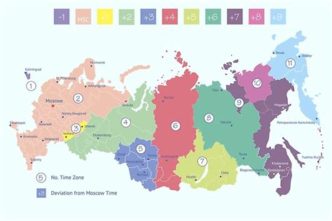 Russia Time Zones Mapp