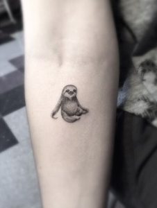 Single Needle Sloth Tattoo On The Inner Arm Little Tattoos Mini