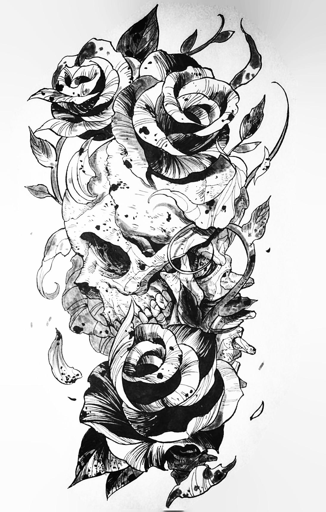 Skull And Roses Shoulder Tattoo Design Skull Sleeve Tattoos Skull