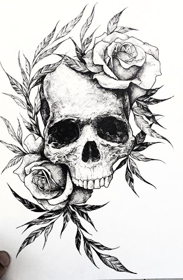 Skull Pot Leaf Tattoos