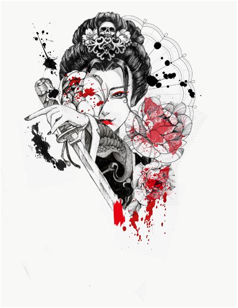 7 Geisha Tattoo Designs Using Stencil Art