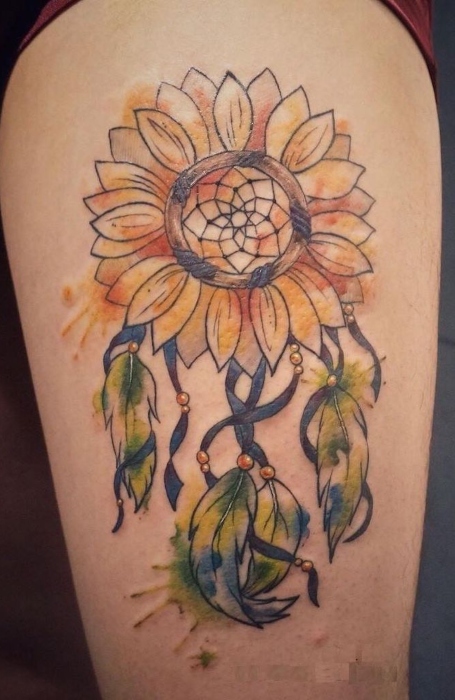 Sunflower Thigh Tattoo Drawing Best Flower Site