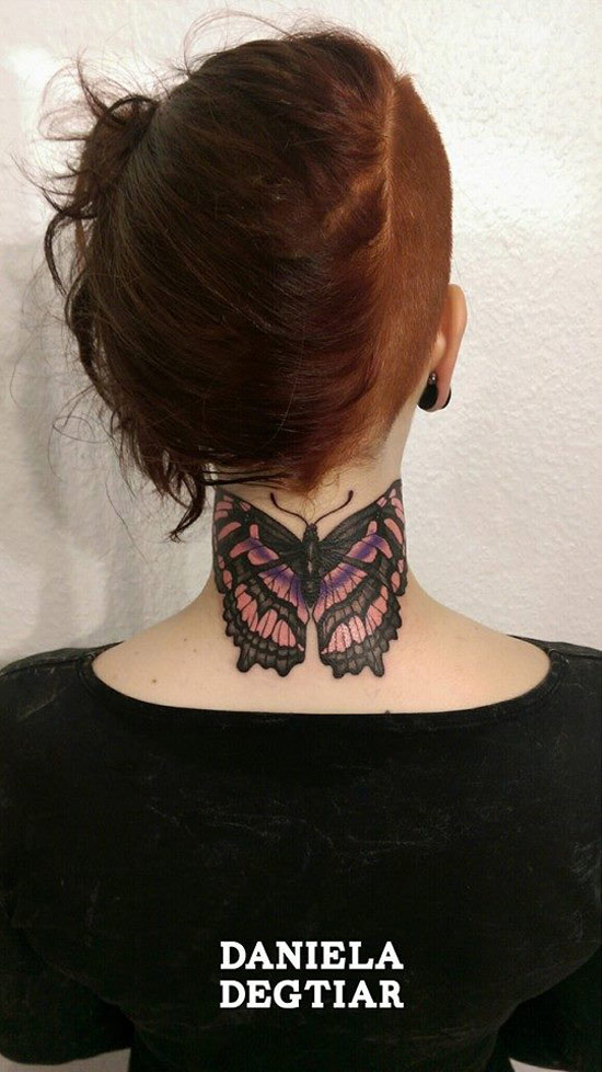 7 Delicate Tattoo Butterfly Neck Designs