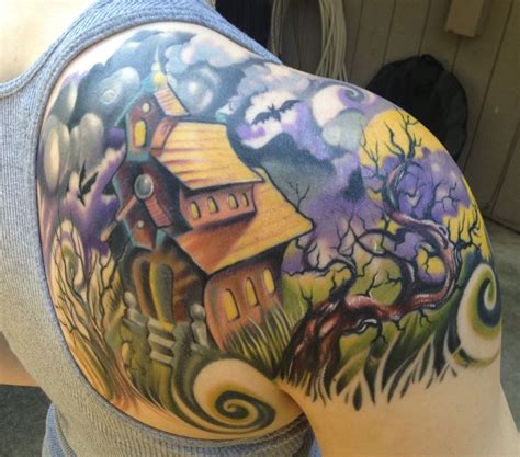 Tattoos Com 14 Creepy Cool Haunted House Tattoos Page 10