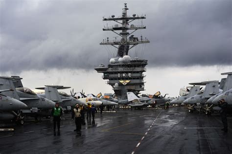 The Flight Deck Of The Nimitz Class Aircraft Carrier Uss Dwight D