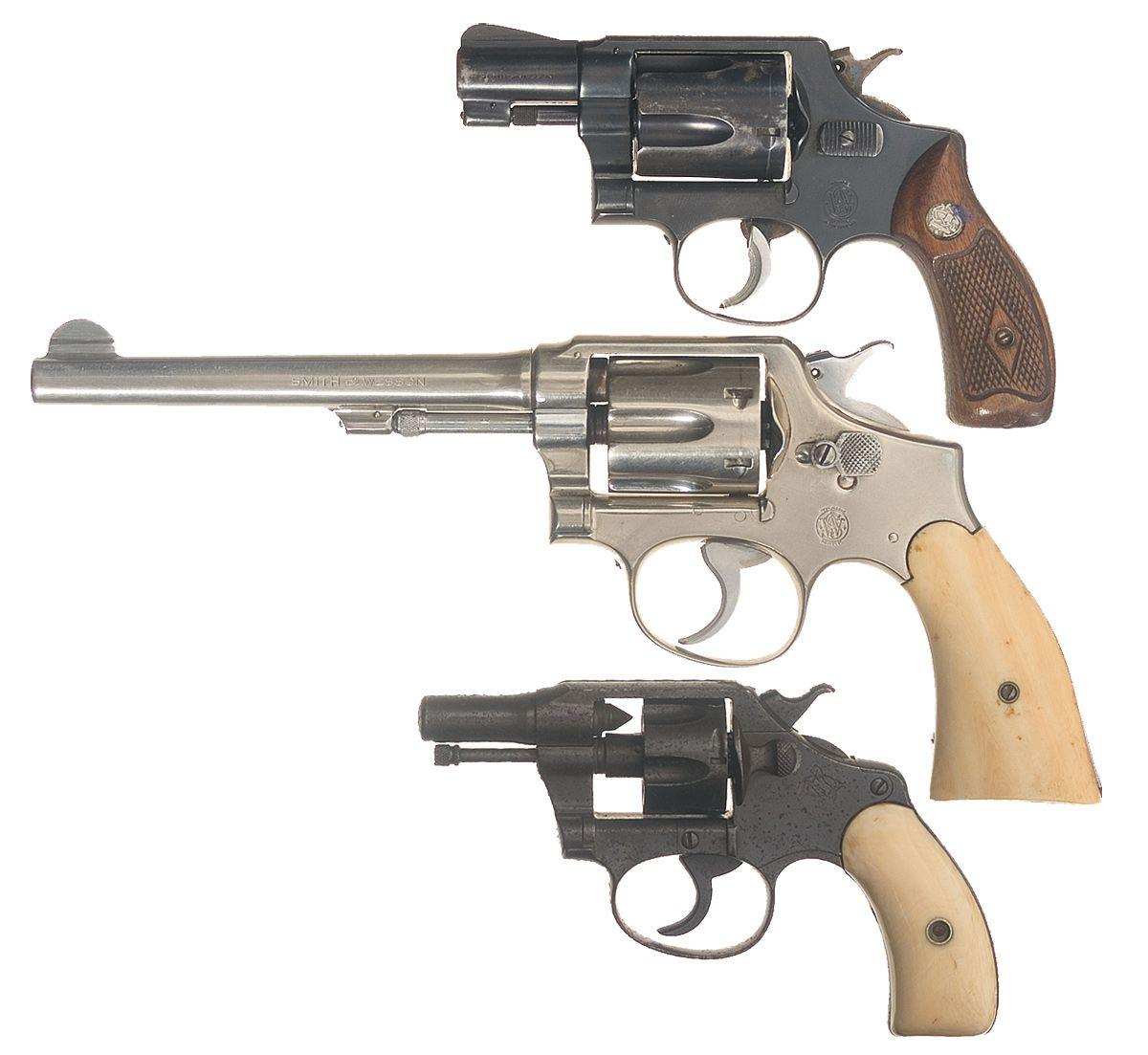 Three Double Action Revolvers A Smith Wesson Model 36 Chiefs