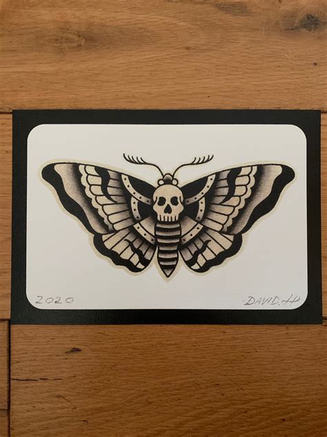 Traditional Moth Tattoo Flash