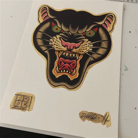 Traditional Panther Tattoo Flash Designs