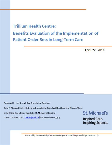 Trillium Health Centre Benefits Evaluation Of The Implementation Of