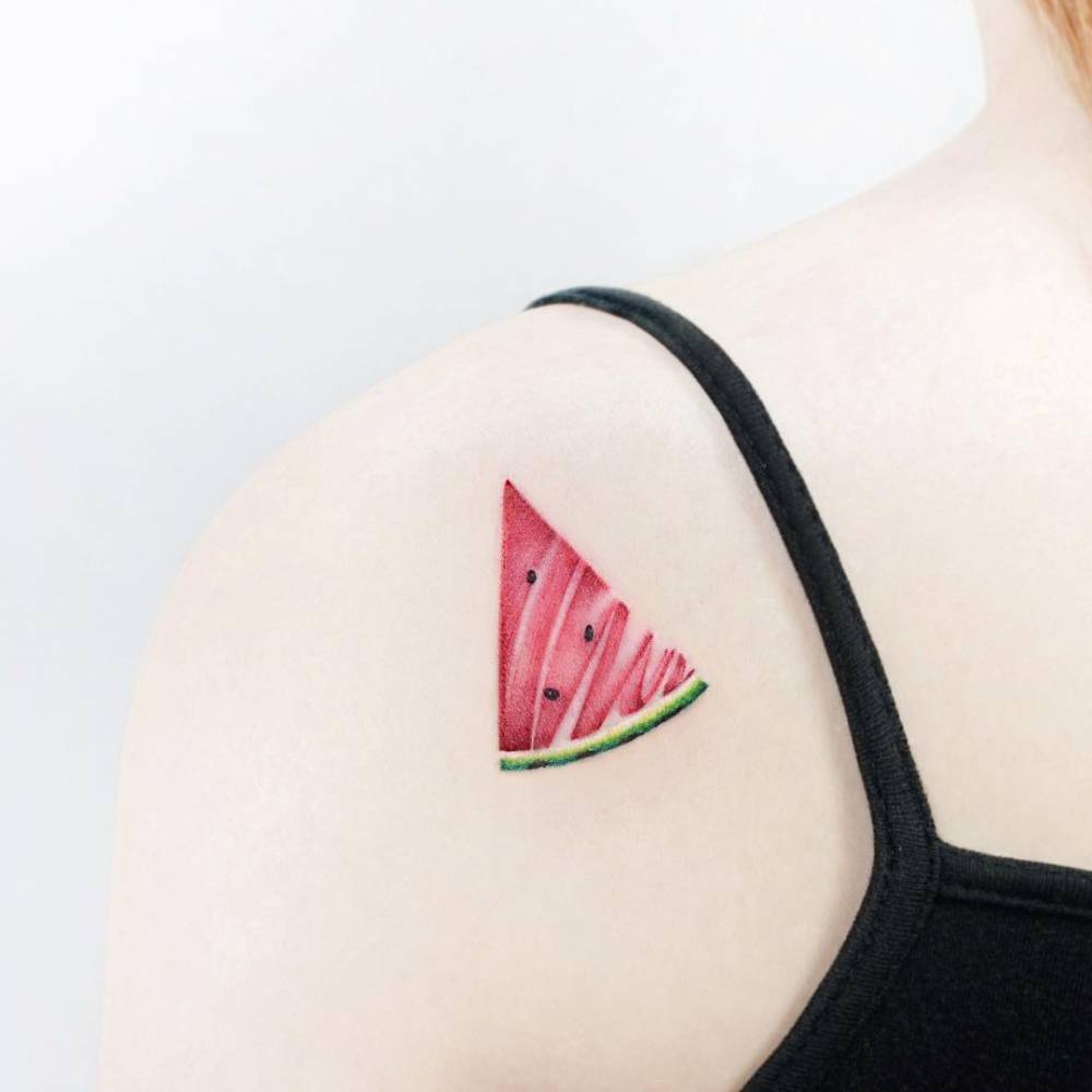 Watermelon Slice Tattoo On The Shoulder